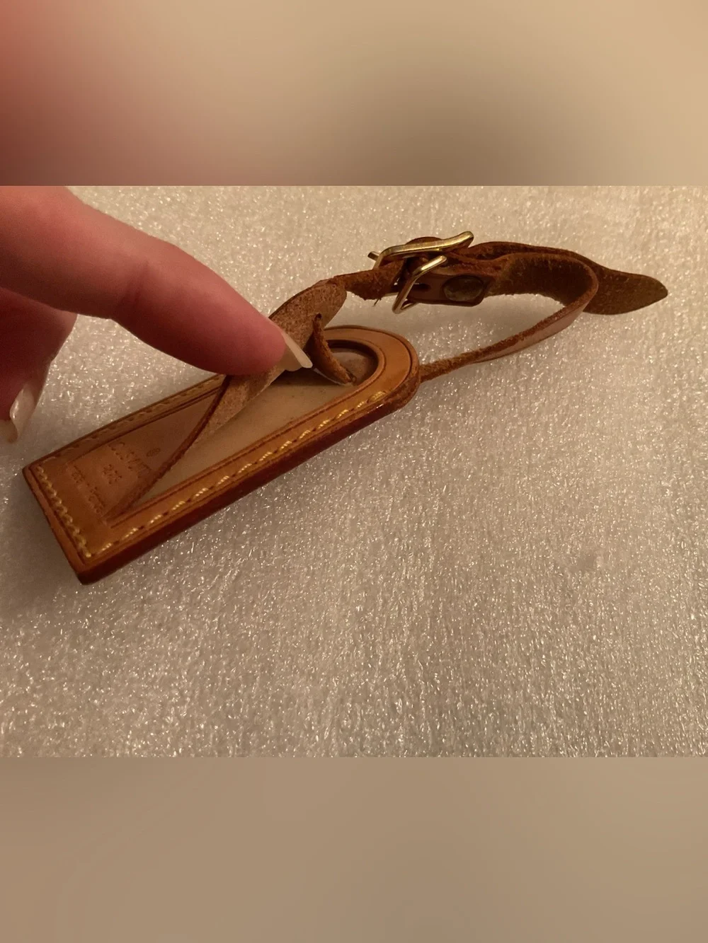 Louis Vuitton Vintage Small Vachetta Leather Luggage Tag w/ Strap Made in France